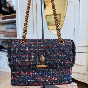Kurt Geiger Blue and Red Tweed Kensington Shoulder Bag